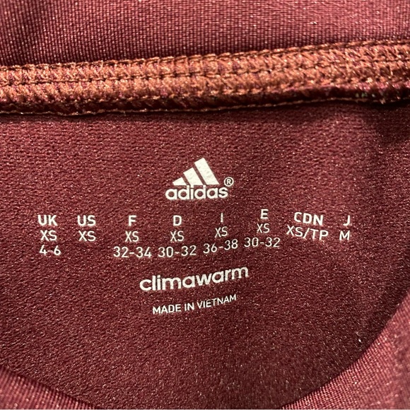 2/$18 NWOT Adidas High Waist Leggings Climawarm Maroon Pink Size XS - Picture 6 of 7
